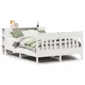 Lit bibliothèque sans matelas blanc 160x200 cm bois pin massif