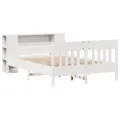 Lit bibliothèque sans matelas blanc 160x200 cm bois pin massif
