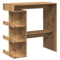 Table de bar avec étagère de rangement chêne artisanal