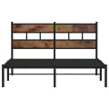 Cadre de lit en métal sans matelas chêne fumé 140x200 cm