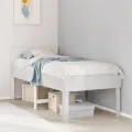 Cadre de lit sans matelas blanc 75x190 cm bois de pin massif