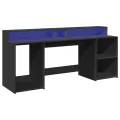 Bureau avec lumières LED noir 200x55x91 cm bois d'ingénierie