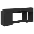 Bureau avec lumières LED noir 200x55x91 cm bois d'ingénierie