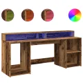Bureau avec lumières LED vieux bois bois d'ingénierie