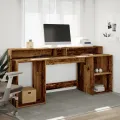 Bureau avec lumières LED vieux bois bois d'ingénierie