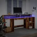 Bureau avec lumières LED vieux bois bois d'ingénierie