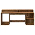 Bureau avec lumières LED vieux bois bois d'ingénierie