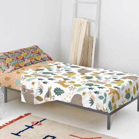 Jeu de draps HappyFriday Moshi Moshi Harvestwood Multicouleur Lit 1 pe