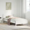 Cadre de lit sans matelas blanc 75x190 cm bois de pin massif