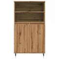 Buffet haut chêne artisanal 60x36x110 cm bois d'ingénierie
