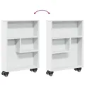 Chariot de rangement étroit blanc 48x13x68 cm bois d'ingénierie