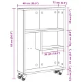 Chariot de rangement étroit blanc 48x13x68 cm bois d'ingénierie