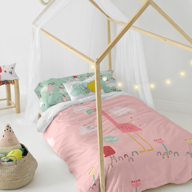 Bettbezug-Set HappyFriday Moshi Moshi Hola Bunt Einzelmatratze 2 Stüc