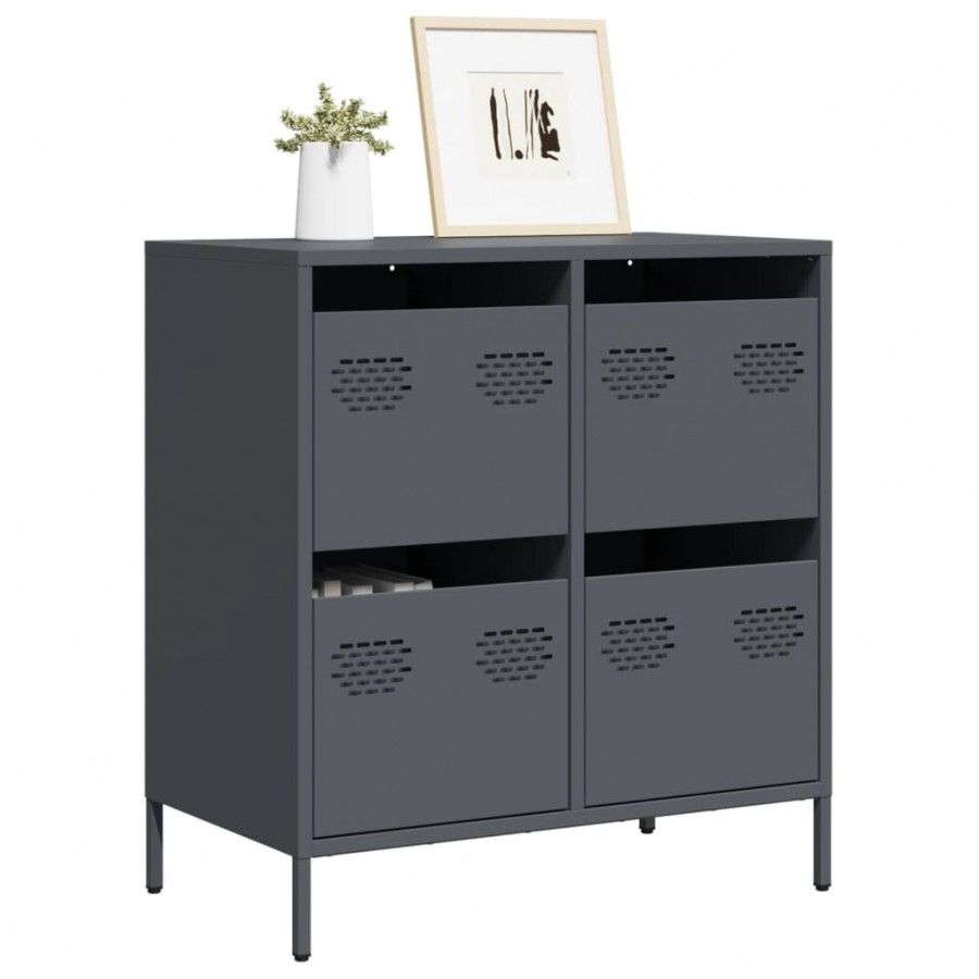 Buffet anthracite 68x39x73,5 cm acier laminé à froid