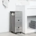 Meuble étroit de salle de bain à roulettes sonoma gris