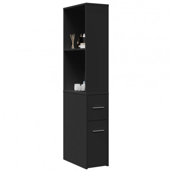 Armoire de salle de bain étroite avec roulettes noir