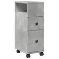 Meuble étroit de salle de bain à roulettes gris béton