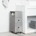 Meuble étroit de salle de bain à roulettes gris béton