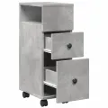 Meuble étroit de salle de bain à roulettes gris béton