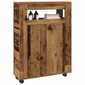 Meuble étroit de salle de bain à roulettes vieux bois