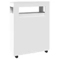 Meuble étroit de salle de bain à roulettes blanc
