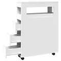Meuble étroit de salle de bain à roulettes blanc