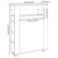 Meuble étroit de salle de bain à roulettes blanc