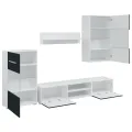 Meubles TV 5 pcs avec lumière LED indigo mat bois d'ingénierie