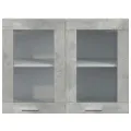 Armoire en verre suspendue gris béton 80x31x60 cm