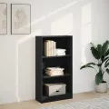 Bibliothèque noir 60x24x109 cm bois d'ingénierie
