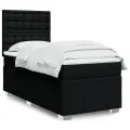 cadre de lit et matelas Noir 80x200 cm Tissu