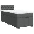 cadre de lit avec matelas Gris foncé 80x200 cm Tissu