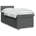 cadre de lit avec matelas Gris foncé 80x200 cm Tissu