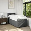 cadre de lit avec matelas Gris foncé 80x200 cm Tissu