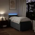 cadre de lit avec matelas Gris foncé 80x200 cm Tissu