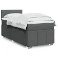 cadre de lit avec matelas Gris foncé 80x200 cm Tissu