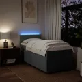 cadre de lit avec matelas Gris foncé 80x200 cm Tissu