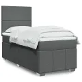 cadre de lit avec matelas Gris foncé 80x200 cm Tissu