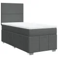 cadre de lit avec matelas Gris foncé 80x200 cm Tissu