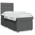 cadre de lit avec matelas Gris foncé 80x200 cm Tissu