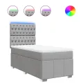 cadre de lit avec matelas Gris clair 90x200 cm Tissu