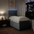 cadre de lit avec matelas Gris clair 90x200 cm Tissu