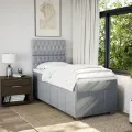 cadre de lit avec matelas Gris clair 90x200 cm Tissu