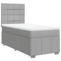 cadre de lit avec matelas Gris clair 90x200 cm Tissu