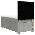 cadre de lit avec matelas Gris clair 90x200 cm Tissu