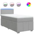 cadre de lit avec matelas Gris clair 90x200 cm Tissu
