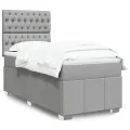 cadre de lit avec matelas Gris clair 90x200 cm Tissu