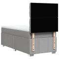 cadre de lit avec matelas Gris clair 90x200 cm Tissu