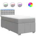 cadre de lit avec matelas Gris clair 90x200 cm Tissu