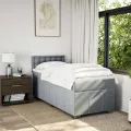 cadre de lit avec matelas Gris clair 90x200 cm Tissu
